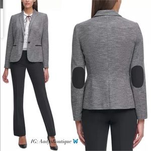 Tommy Hilfiger single-button elbow pads knit  V-neck blazer jacket size 12